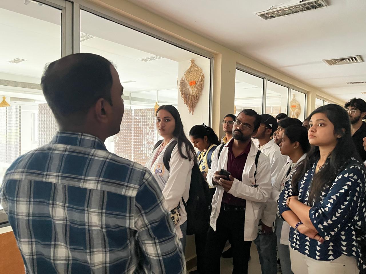 MATS University, School of Sciences, organized an Education cum Industrial visit to Indira Gandhi Krishi Vishwavidyalay, Raipur, for the students of B.Sc. and M.Sc. Microbiology, Biotechnology, Botany, and Chemistry program.